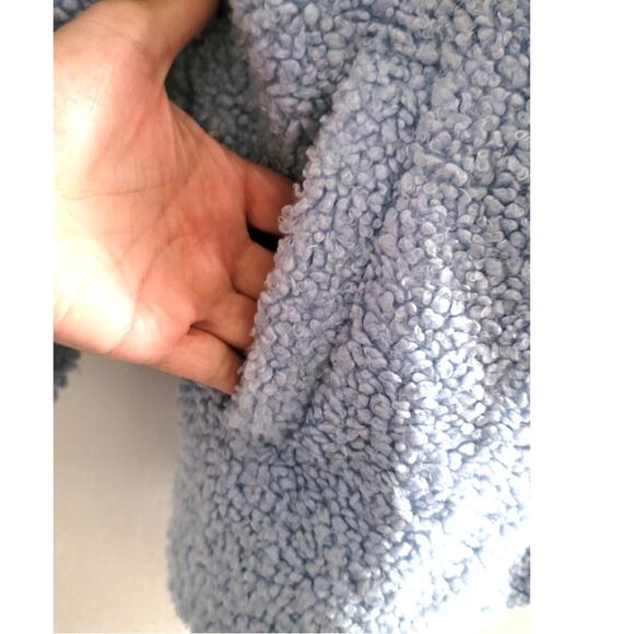 Soft Surroundings Contesse Long Sleeve Faux Sherpa Coat Carolina Blue Medium - Picture 8 of 11